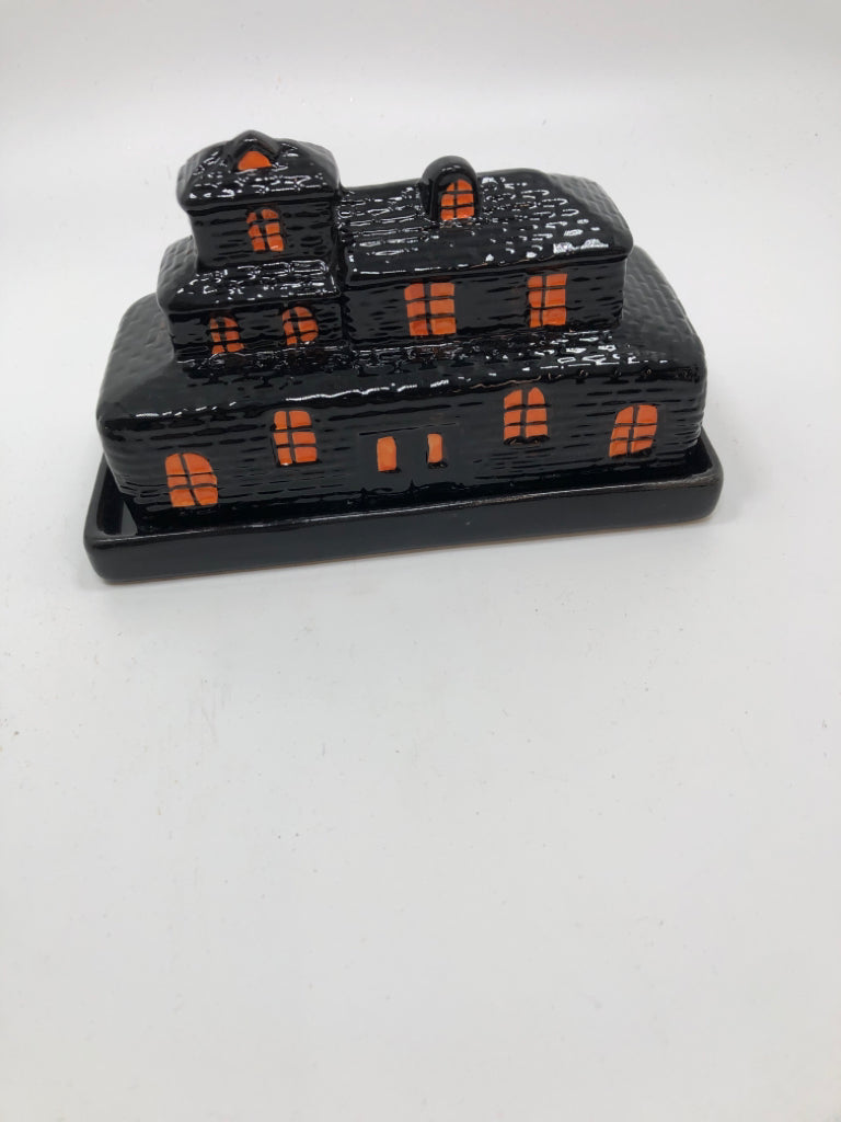 HAUNTED HOUSE BUTTER DISH.