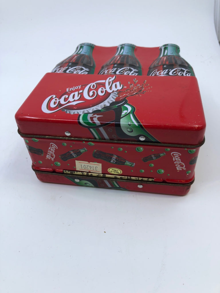 CASE OF COKE TIN W/ HANDLE.