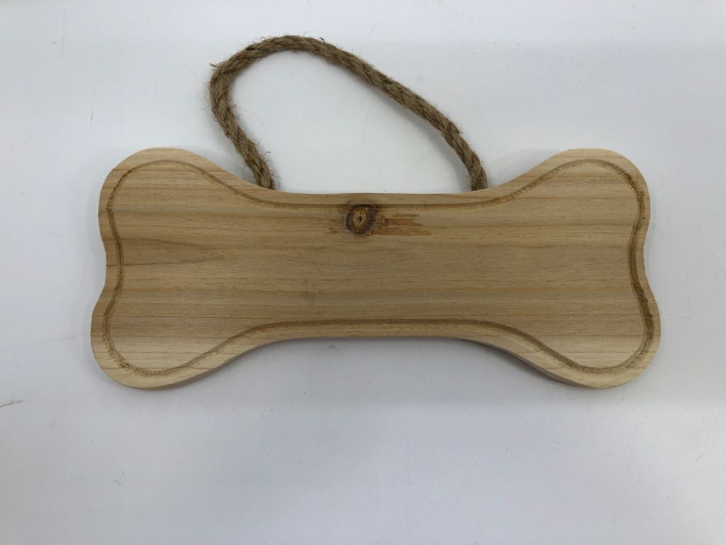 WOOD DOG BONE UNFINISHED SIGN DECOR.