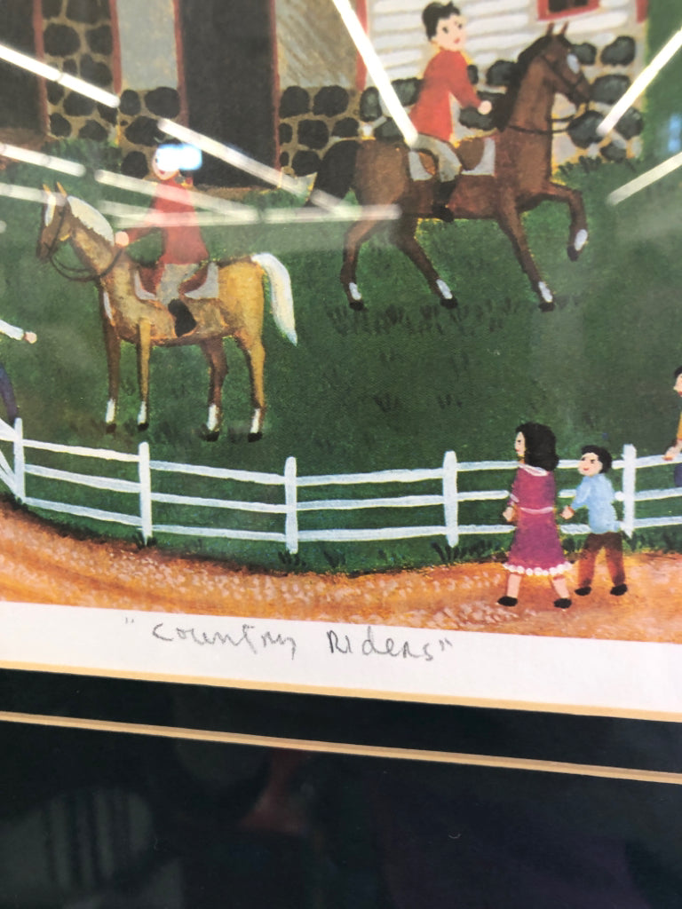 BARN + HORSES- COUNTRY RIDERS- SIGNED LITHOGRAPH - STEVEN KLEIN.