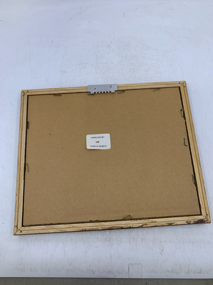 JOHN DEER TRACTOR IN BROWN FRAME.