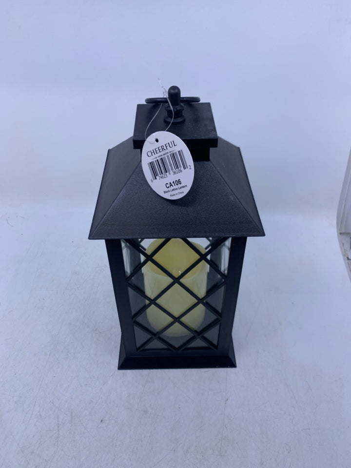 NEW BLACK PLASTIC LANTERN BATTERY POWERED.