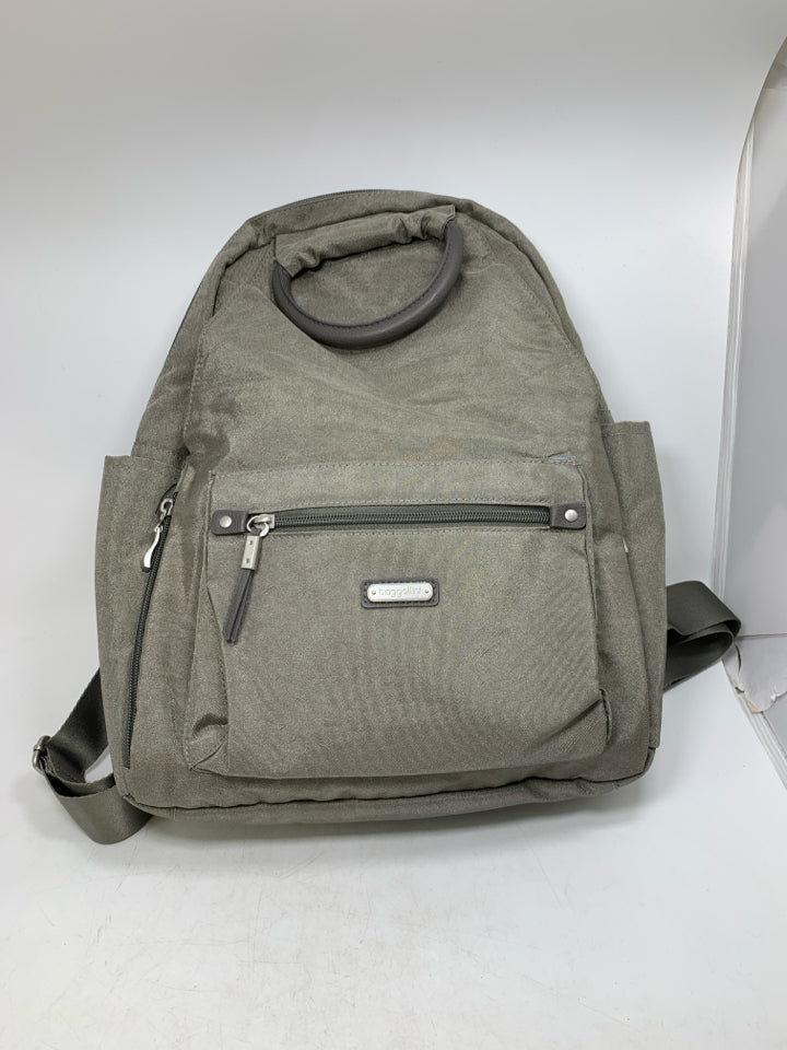 Metallic Grey Nylon Backpack
