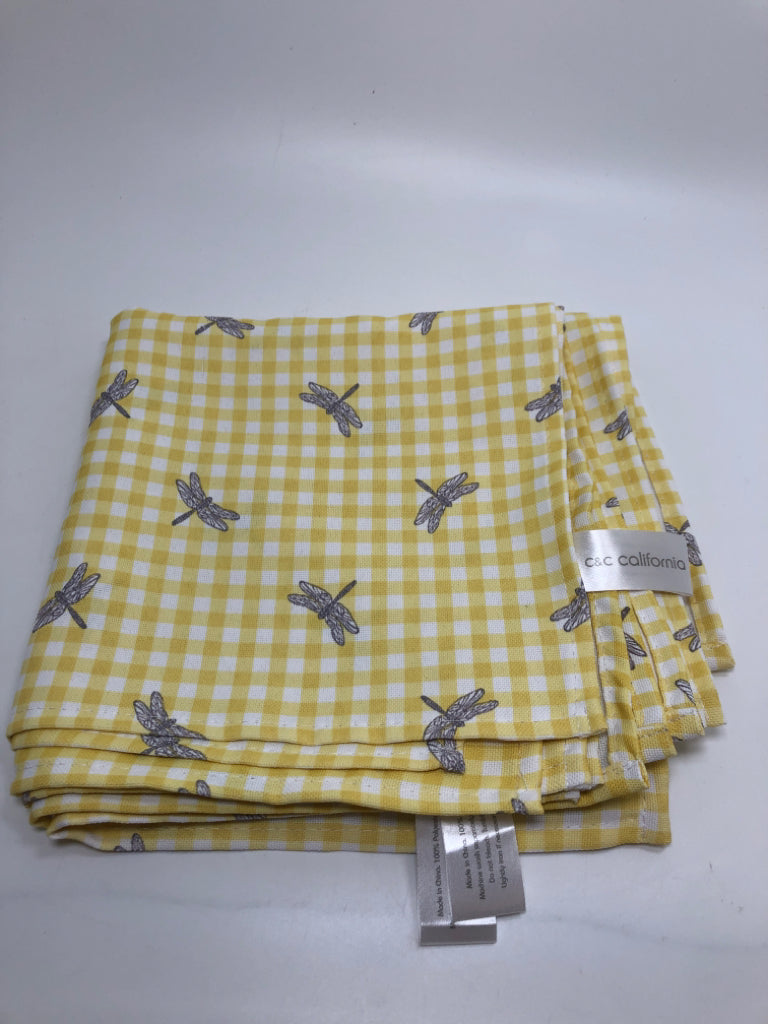 6PC C&C YELLOW DRAGONFLY NAPKINS.