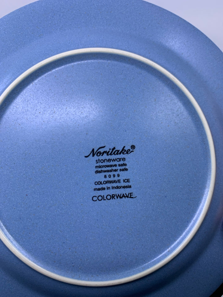 4 BLUE RIM APPETIZER STONEWARE PLATES.