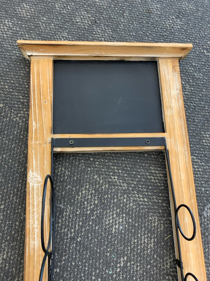 WALL HANGING WINE RACK W CHALK BOARD.