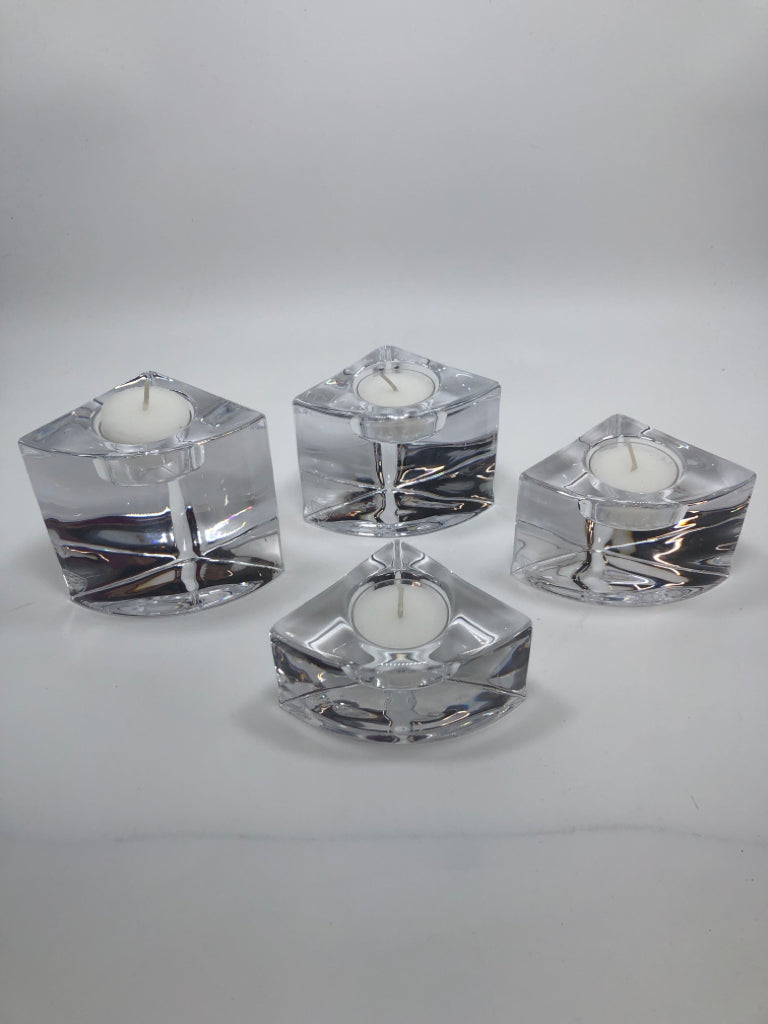 ORREFORS SWEDEN QUARTET CRYSTAL CANDLE HOLDER.