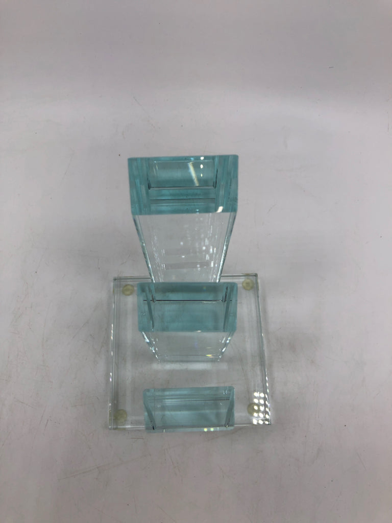 HEAVY CLEAR GLASS/CRYSTAL FILE SORTER SCULPTURE.