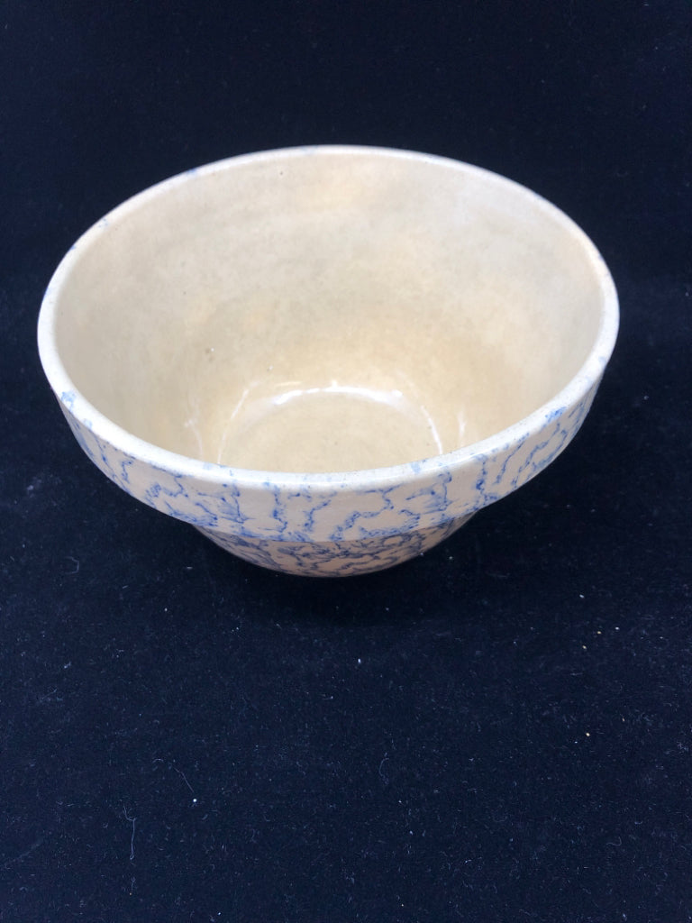 BEIGE CERAMIC MIXING BOWL W/BLUE MARBLE DESIGN ROBINSON RANSBOTTOM.
