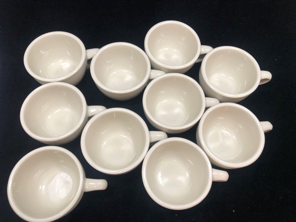 10 CREAM CERAMIC COFFEE CUPS.
