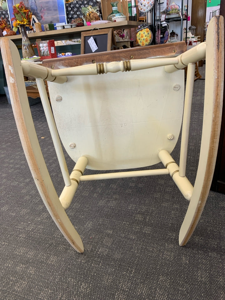VTG CREME W/GOLD ACCENT ROCKING CHAIR.
