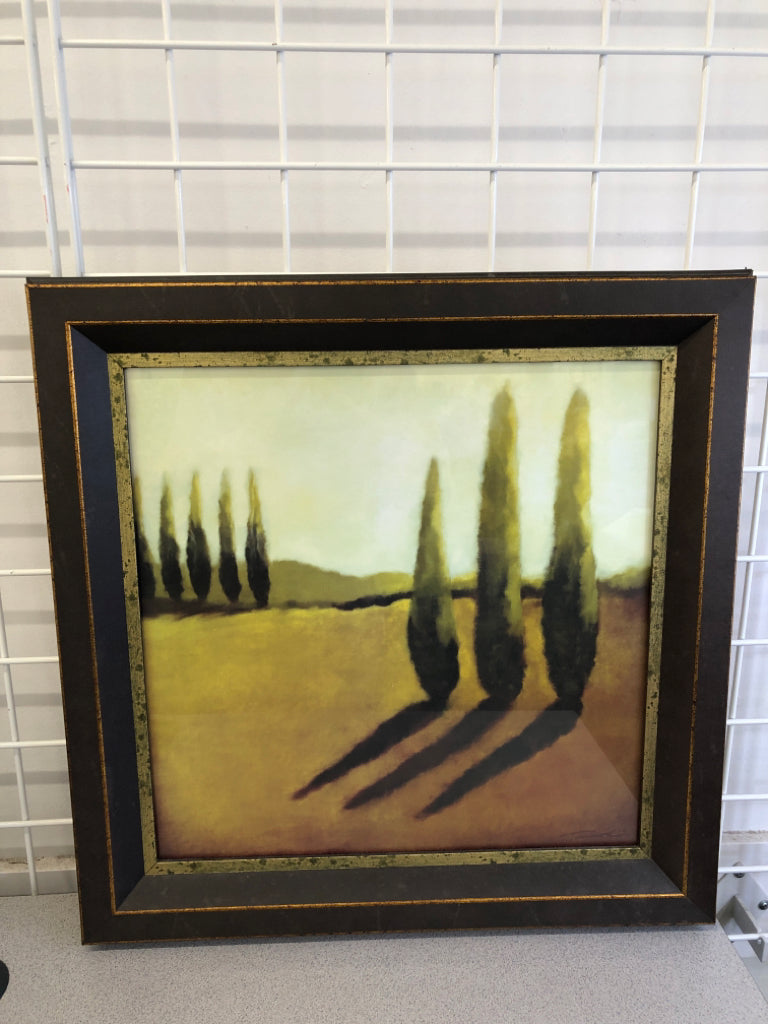 TUSCAN SCENES TALL SHRUBS PRINT.