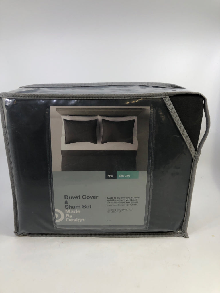 NIP GRAY DUVET COVER & SHAM.