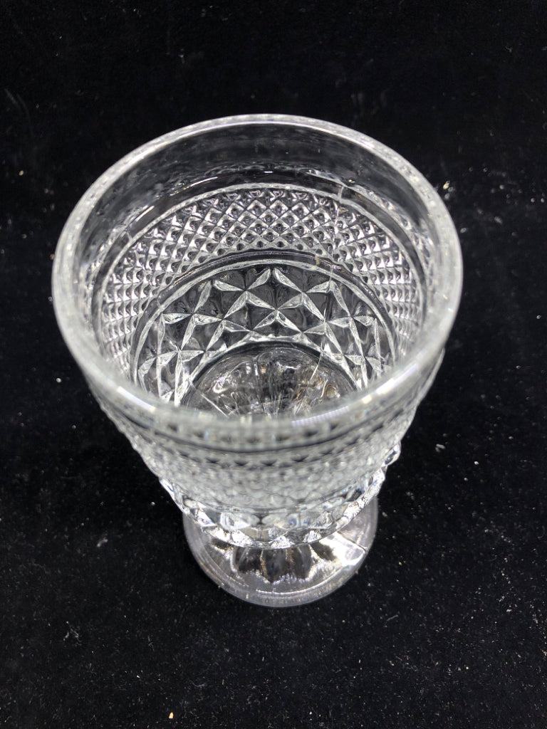4 VTG CUT GLASS WINE GOBLETS.