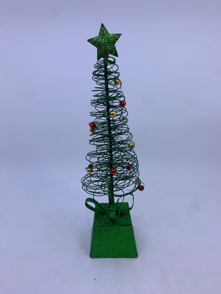GREEN GLITTER METAL MINI TREE.