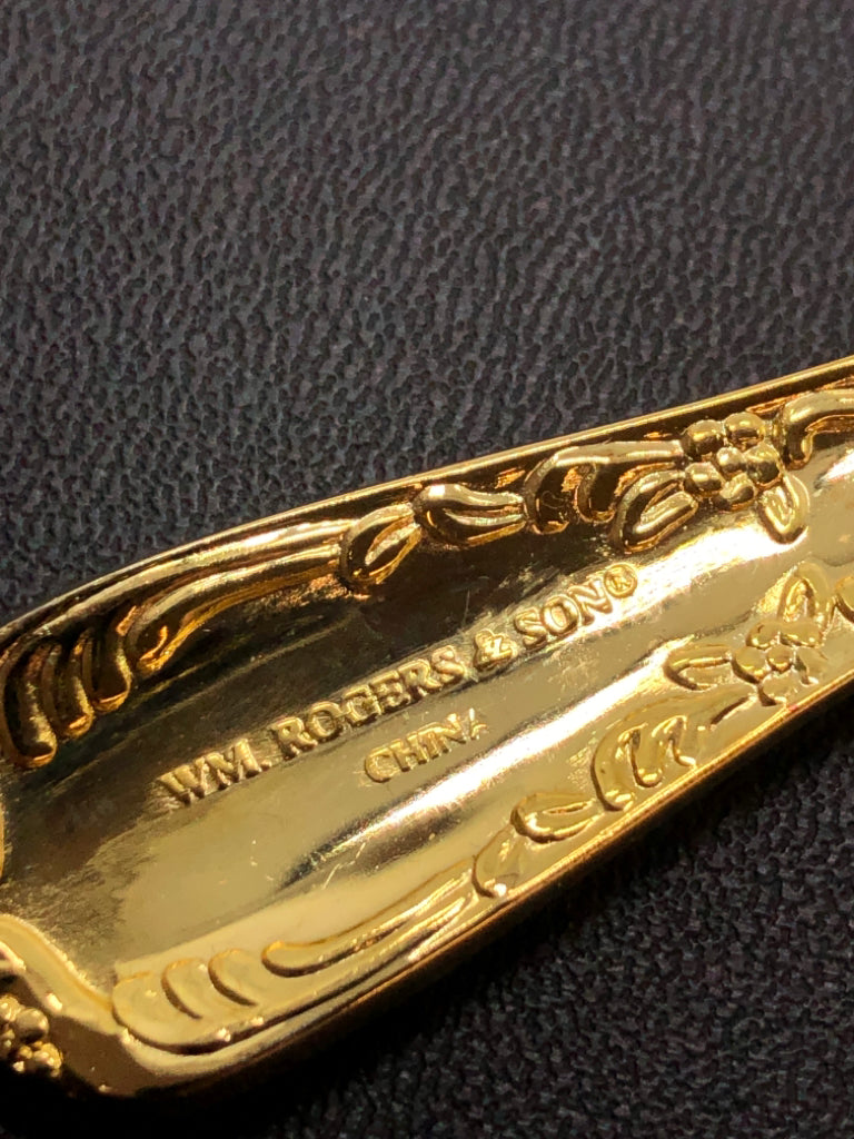 GOLD-PLATED SERV-12 FLATWARE- ROYAL PLUME IN CASE.