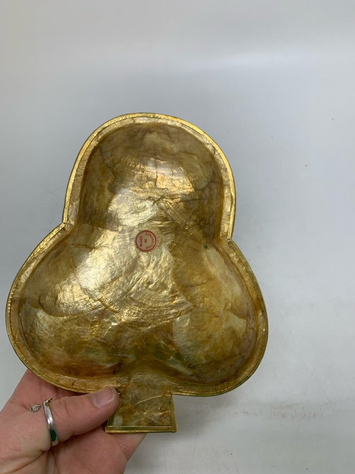 SHALLOW SPADE SHAPE GOLD PAPER MESHA CATCH ALL DISH.