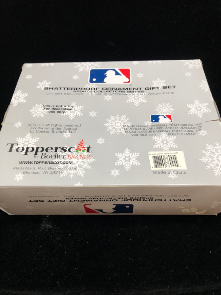 NIB 6PC SHATTERPROOF BOSTON RED SOCKS ORNAMENTS