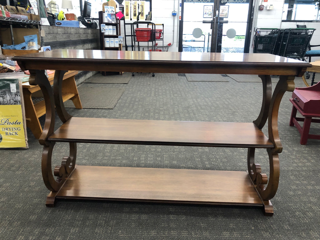 3 SHELF WOOD SOFA TABLE.