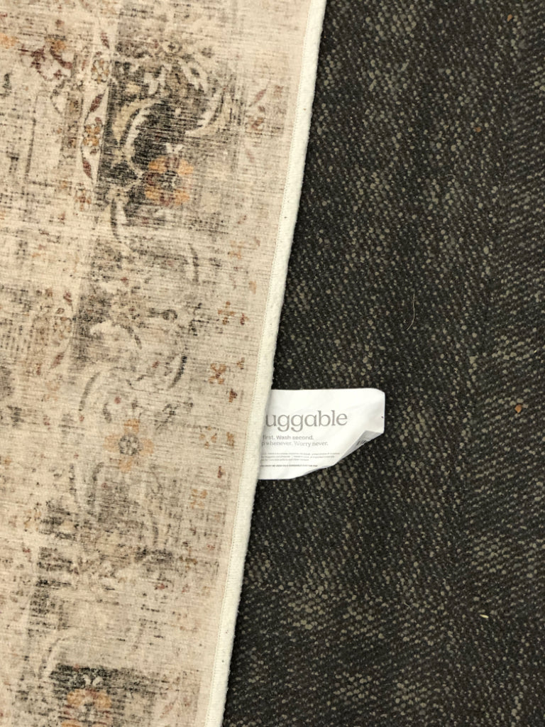 BEIGE FLORAL RUNNER- RUGGABLES.