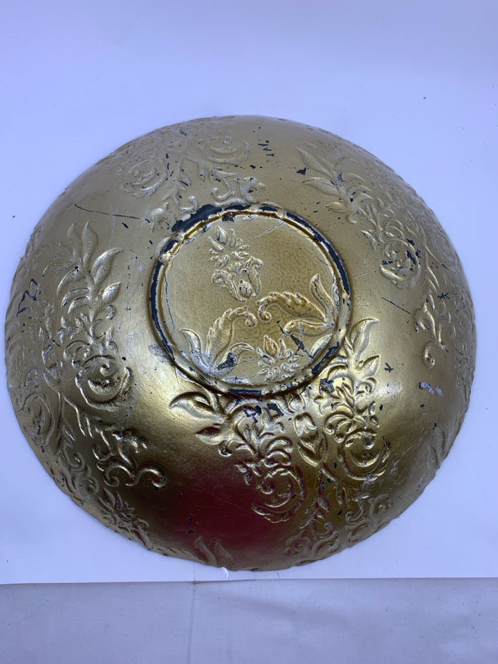 TEAL EMBOSSED FLORAL CENTERPIECE BOWL.