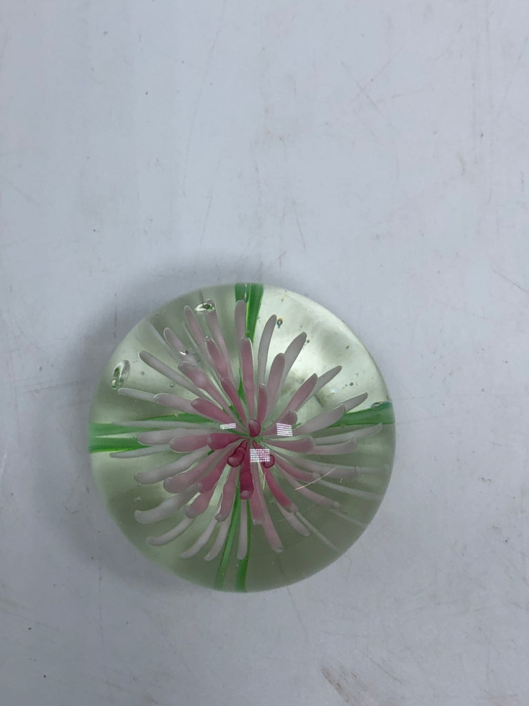 PINK FLOWER PAPERWEIGHT.