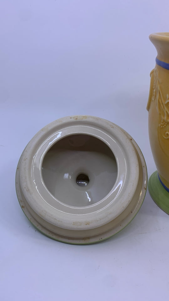 YELLOW AND GREEN COOKIE JAR.