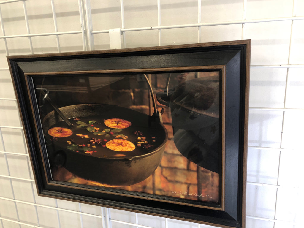 SOUP PHOTO IN DK WOOD FRAME.