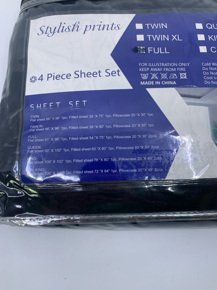 NIP STYLISH PRINTS BED SHEETS 4 PC.