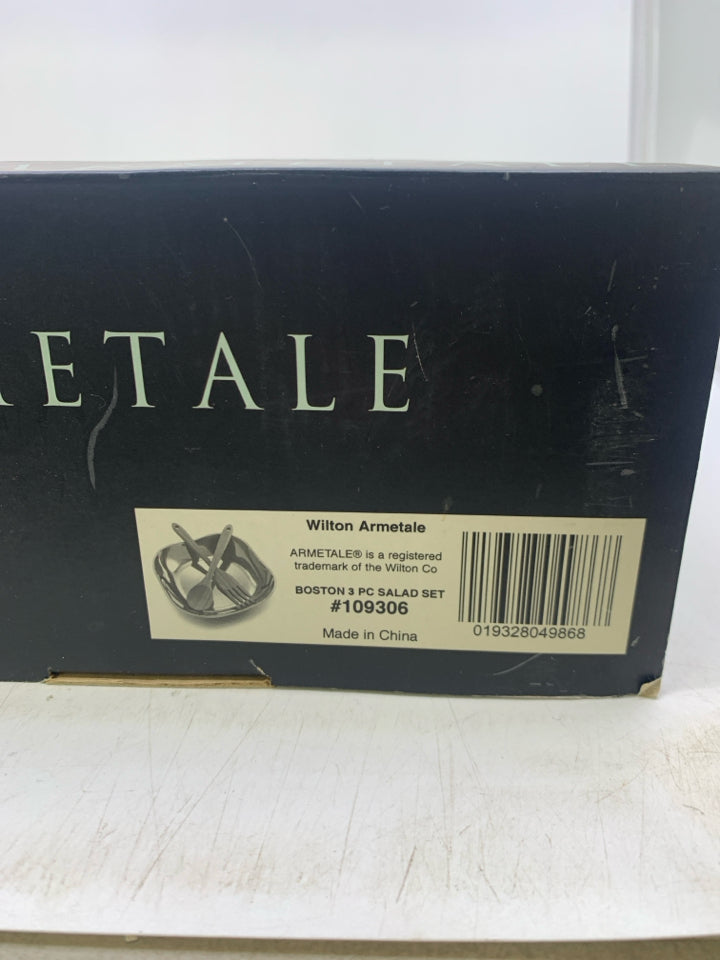 NIB 3 PC BOSTON SALAD SET BAMBOO UTENSILS.