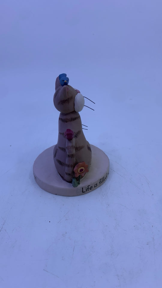 BROWN RESIN CAT FIGURE.