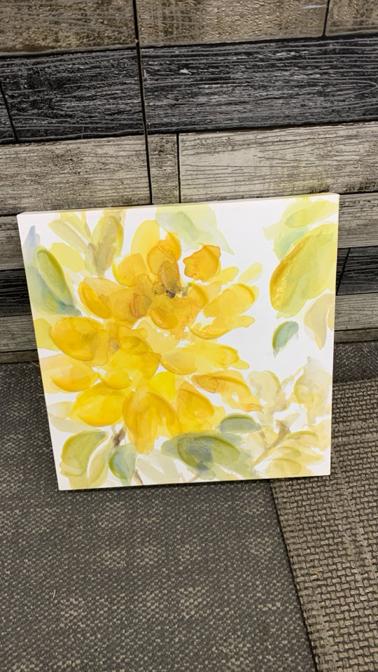 YELLOW SUNFLOWER TEXTURED PAINTED CANVAS.