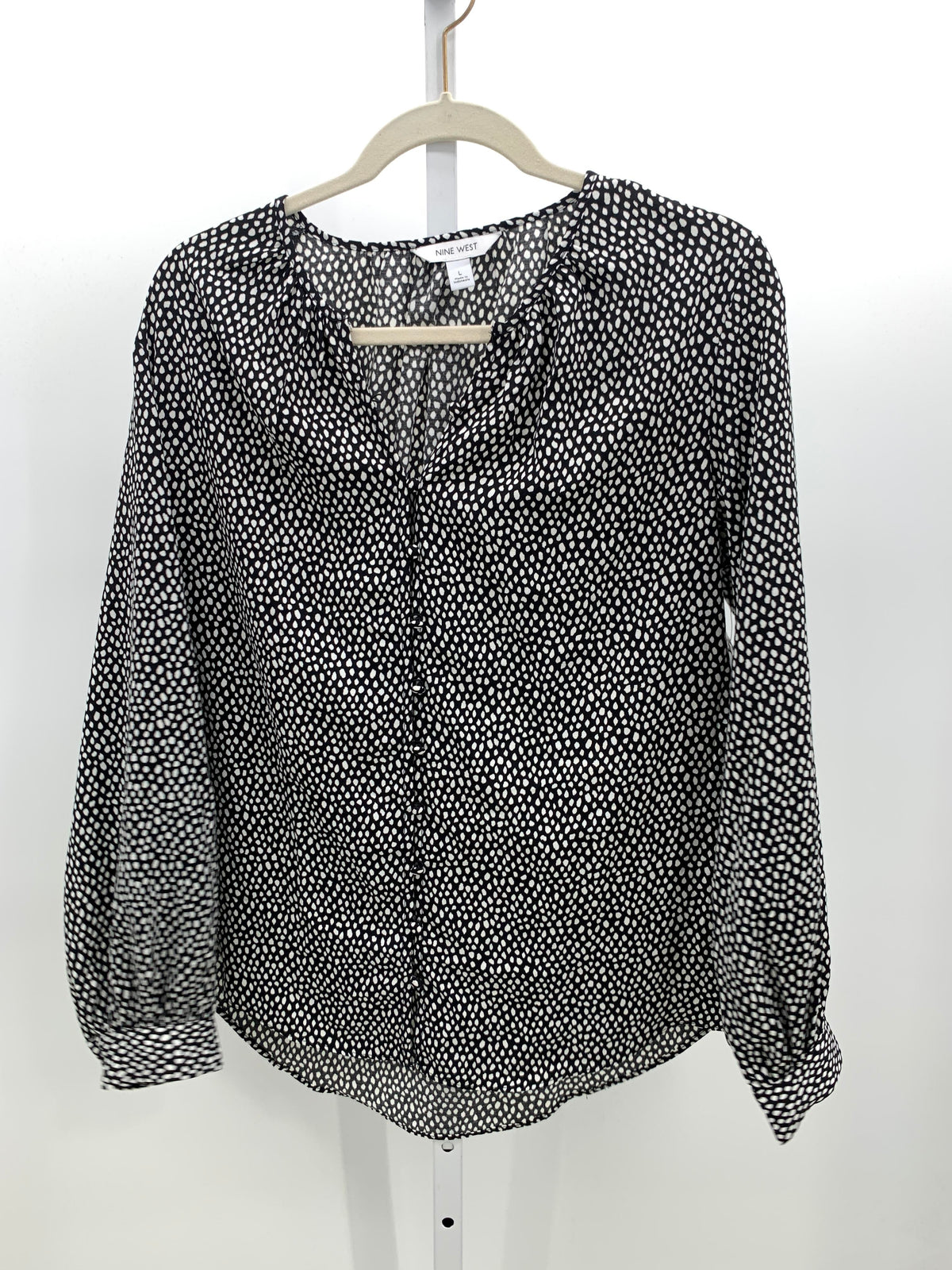 Nine West Size Large Misses Long Sleeve Shirt