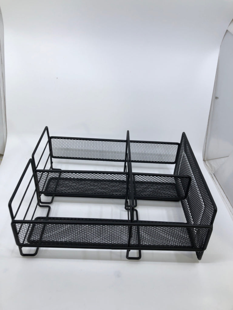 BLACK METAL DESK-TOP ORGANIZER.