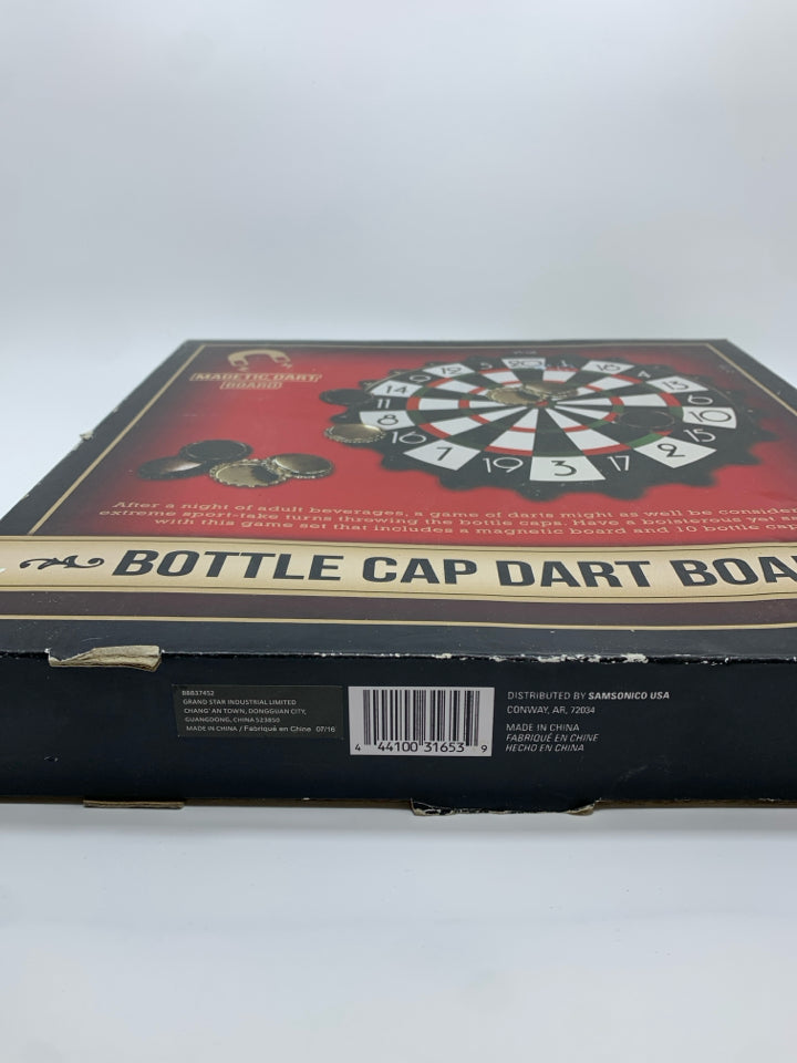 NIB BOTTLE CAP DARTBOARD GAME.