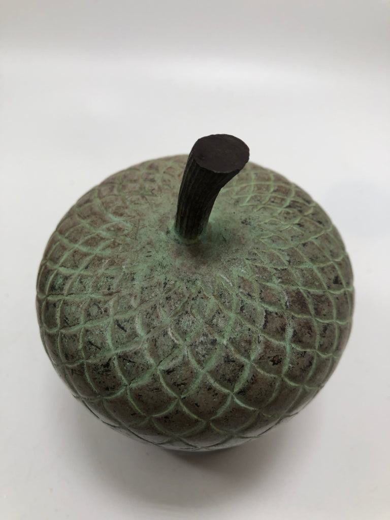 CRATE AND BARREL METAL ACORN JAR.