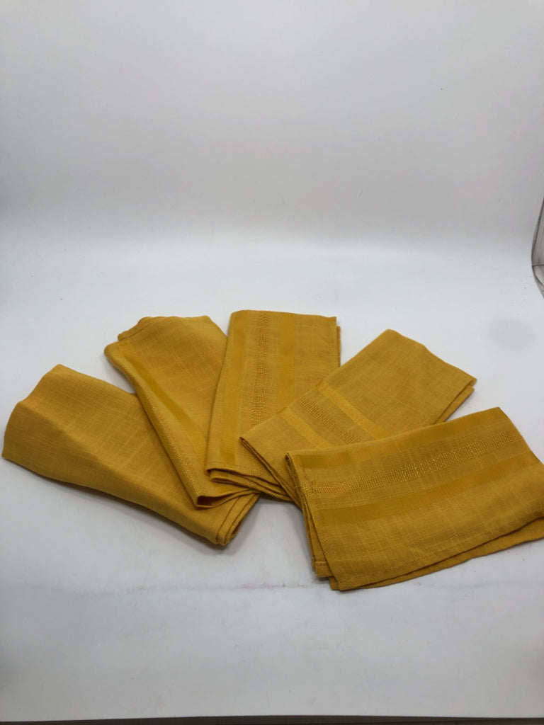 5PC YELLOW TEA-CLOTH NAPKINS.