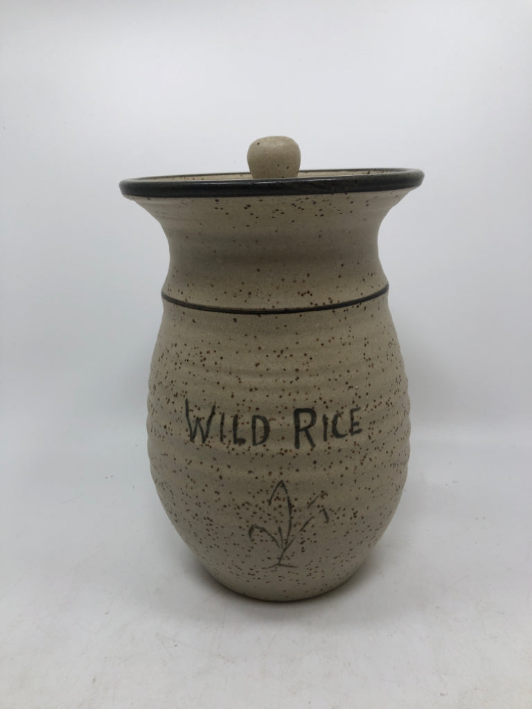 WILD RICE POTTERY CANISTER.