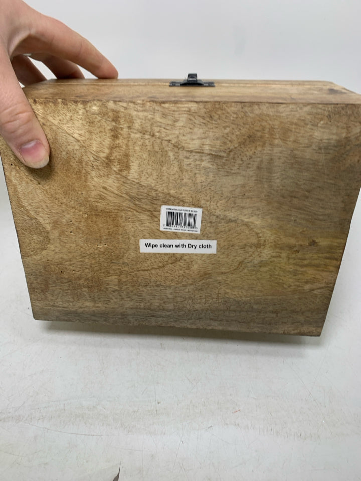 WOOD BOX W/ SPARKLE MONOGRAM "S" JEWELRY BOX.