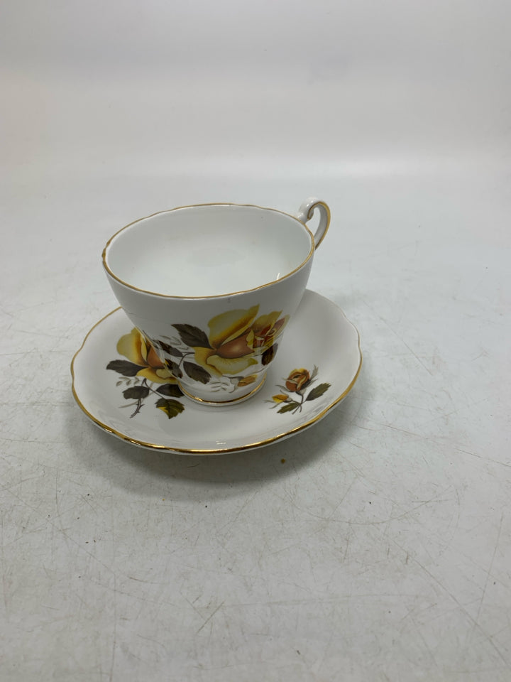 BURNT ORANGE ROSES TEACUP.
