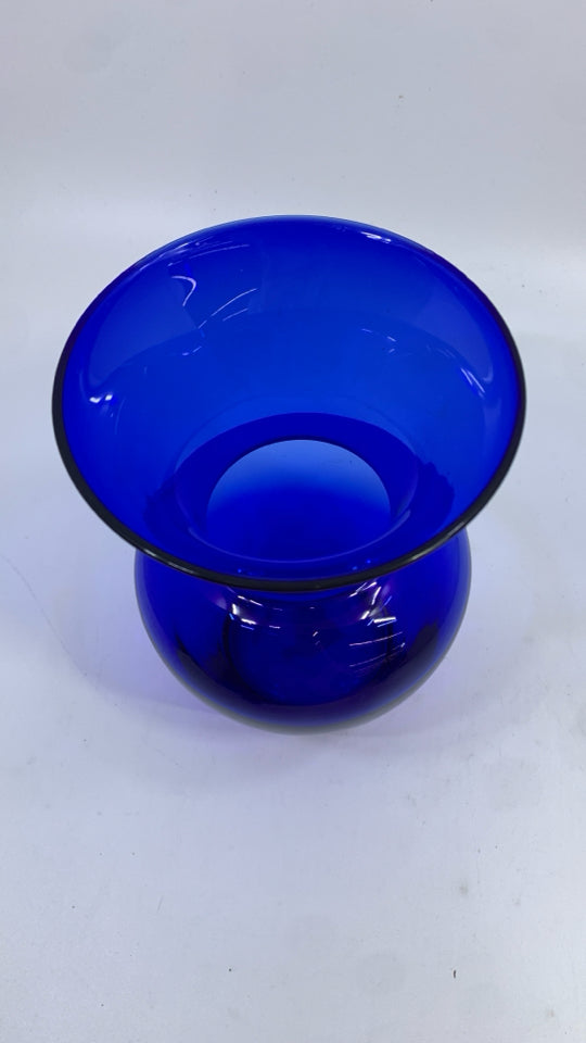 COBALT BLUE WIDE RIM VASE.