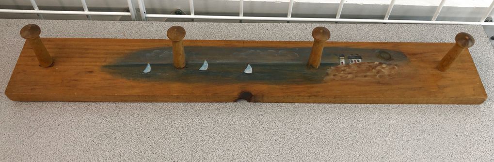 PAINTED SAILBOAT WOODEN WALL-HOOKS.