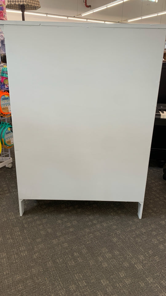LT BLUE PAINTED 2 DOOR JELLY CABINET *MINOR WEAR.