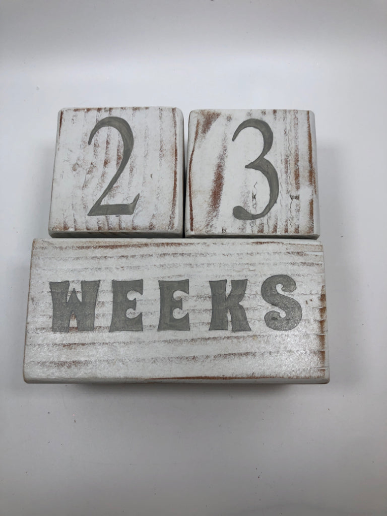 3PC WOODEN MILESTONE BLOCK DECOR.