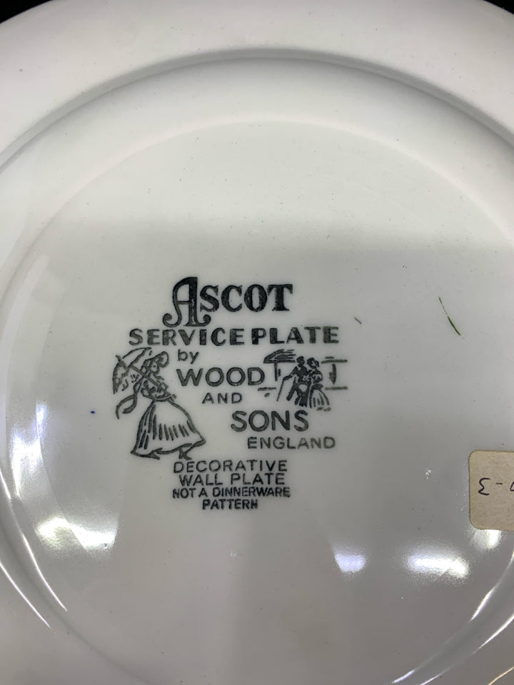 VTG VILLAGE W BROWN ROSES WALL PLATE.