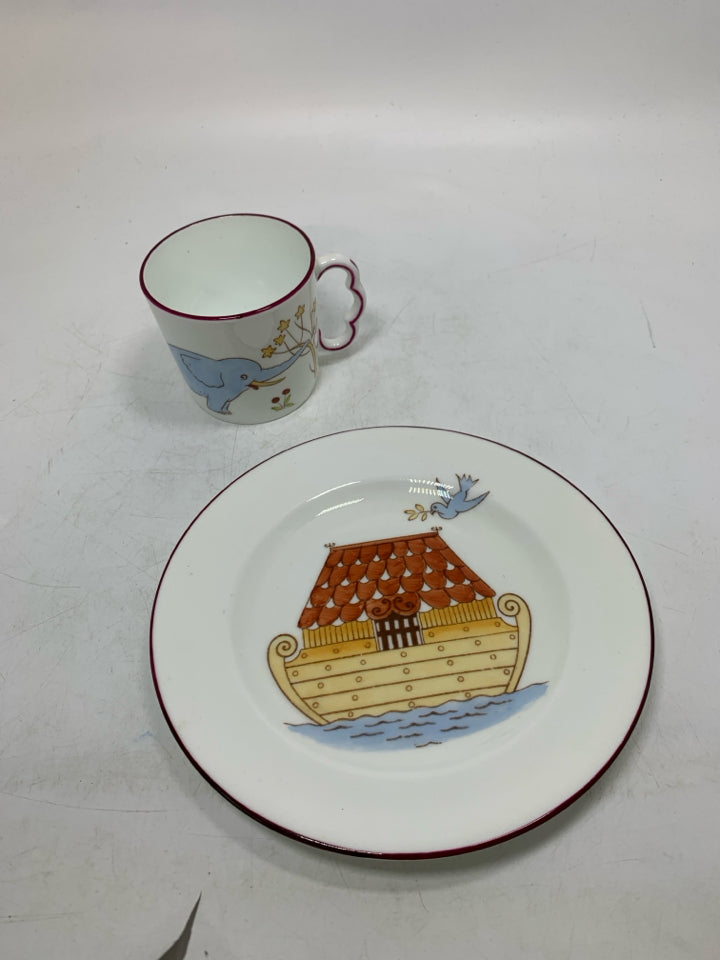 2 PC KIDS NOAH'S ARCH CUP & PLATE.