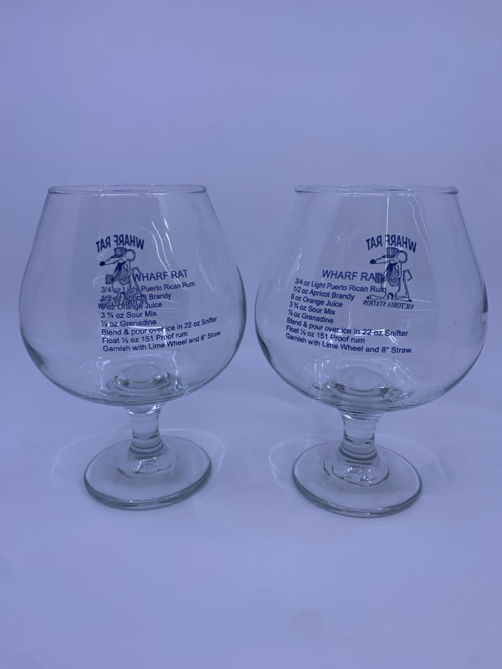 2 WHARF RAT GLASSES W/ RECIPE.