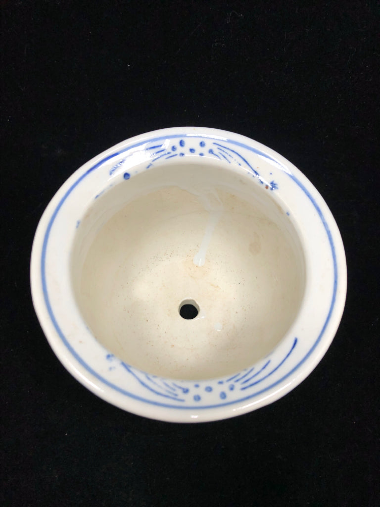 SM BLUE FLORAL PLANTER.
