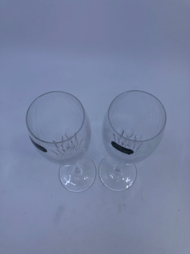 2 CRYSTAL CARVED BOTTOM CHAMPAGNE FLUTES- W STICKER.