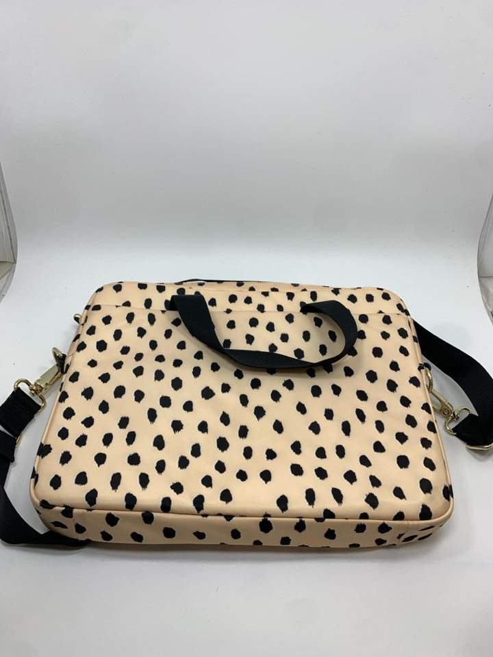 KATE SPADE CREAM BLACK POLKA DOT LAPTOP BAG.
